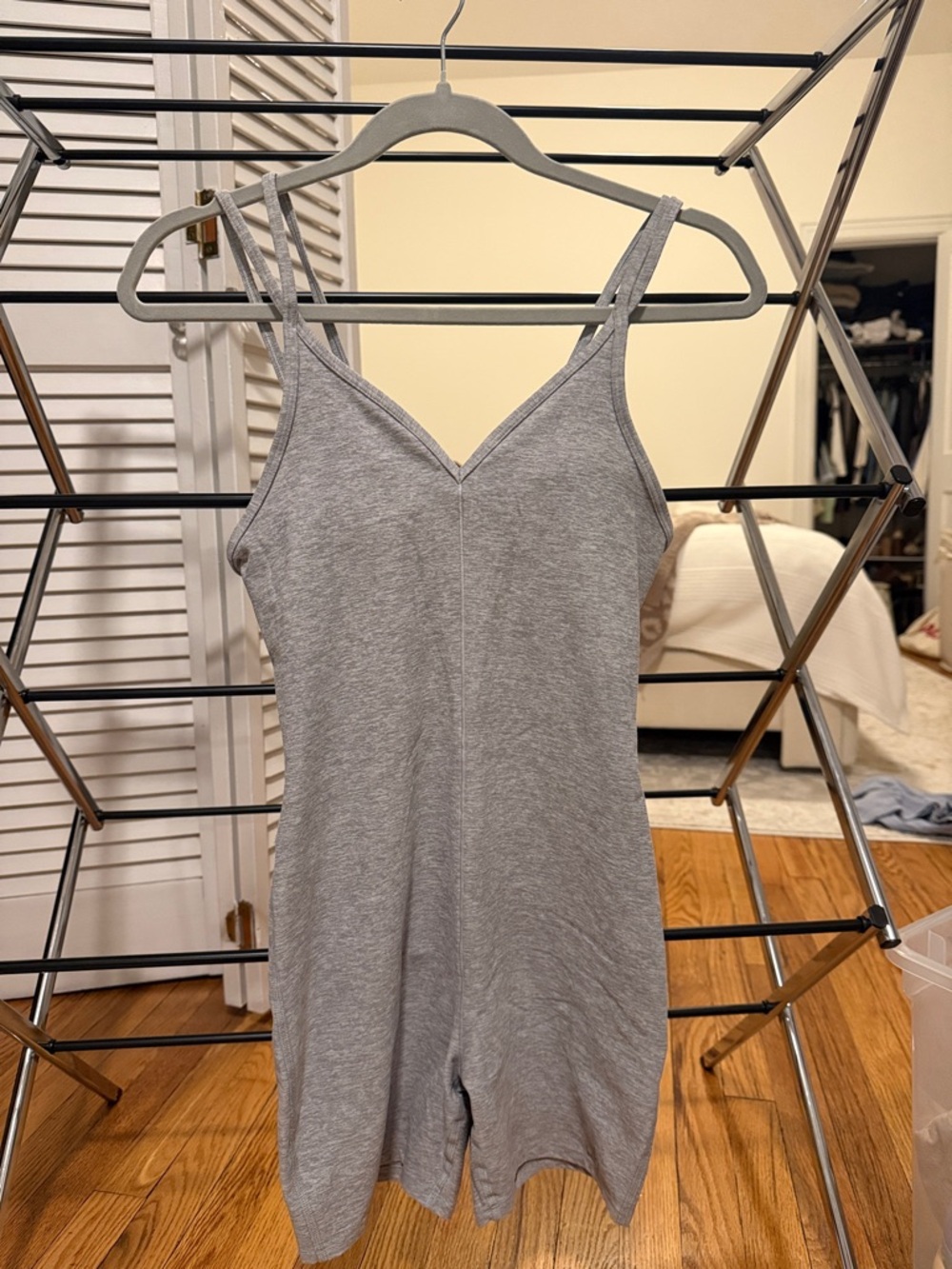 Women's Gray Sleeveless Romper Bodysuit